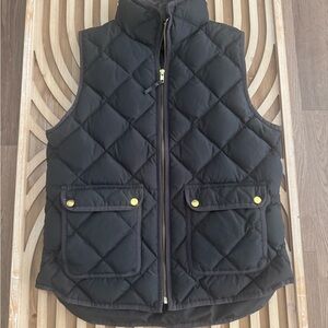 J. Crew Black Quilted Vest with Gold Zipper